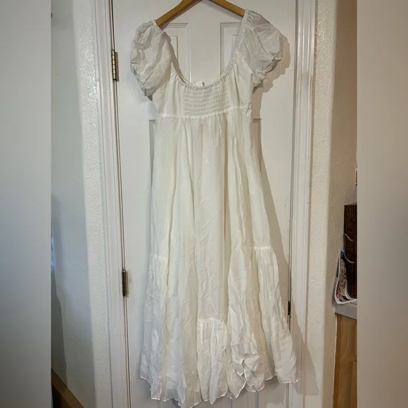 NWT LA LIGNE Josie Cotton Silk blend Midi Dress In Ivory Medium - Picture 7 of 10